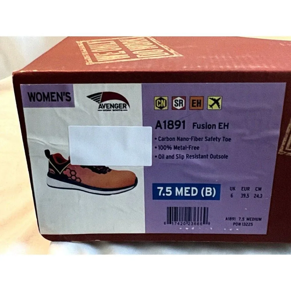 Avenger Women's Sz 7.5 A1891 Fusion EH Work Safety Boots / Sneaker Orange